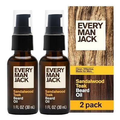 Every Man Jack Hydrating Beard Oil for Men, Sandalwood Teak, 1oz (2pk) | Relieves Itch, Adds Shine, Naturally Moisturizing Shea Butter & Argan Oil, No Parabens Phtalathes Dyes, Beard & Mustache Care