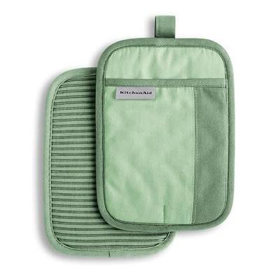 KitchenAid Beacon Two-Tone Non-Slip Pot Holder Set, Pistachio/Graphite Green, 7"x10", 2 Piece