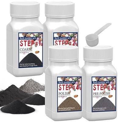 Rock Tumbler Grit Set - 4 Step Tumbling Media (Coarse, Medium Grit, Pre-Polished, Final Polish), Set 2.0 for Any Brand of Rock Polisher