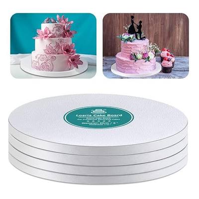 White Cake Drums Round 10 Inch Cake Boards with 1/2-Inch Thick Smooth Edges for Multi Tiered Birthday Wedding Party Cakes Drum Board (4PCS)