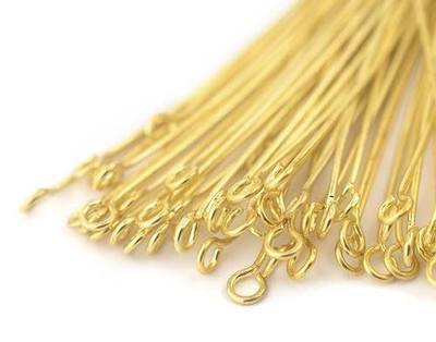 The Bead Chest Gold 21 Gauge 3 Inch Eye Pins (Approx 100 Pieces)