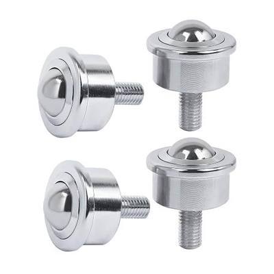 Roller Ball Transfer Bearing Casters - 1 Inch Diameter, M12 Ball Transfer Unit for Transmission,Heavy Duty Stud Mounted,Thread Stem,Bearing Steel & Carbon Steel,1600 Lbs Total Load Capacity,Set of 4