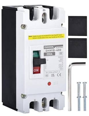 DIHOOL 200 Amp DC Breaker, 500V Battery Disconnect Switch for Main Power, Solar, UPS, Power Station