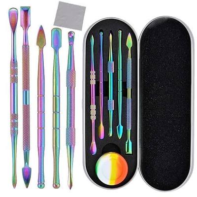 Carving Tools for Wax Wood: 7 Pcs Rainbow Stainless Steel Double-Sized Sculpting Clay Tools Kits with Silicone Container for Wood, Wax, Jewelry, Clay, Pottery