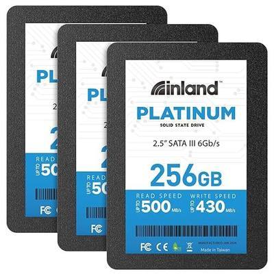 INLAND Platinum 3 Pack 256GB SSD SATA III 6Gb/s 2.5" 7mm TLC 3D NAND Internal Solid State Drive (256GB x 3)