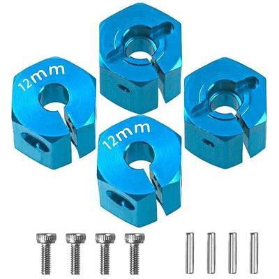 Aluminum Alloy 12mm Wheel Hex Hub Drive Adapters with Pins Screws Compatible with Axial SCX10 HSP HPI Tamiya Redcat 1/10 RC Crawler Car (12mm, Blue)