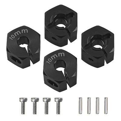 Aluminum Alloy 12mm Wheel Hex Hub Drive Adapters with Pins Screws Compatible with Axial SCX10 HSP HPI Tamiya Redcat 1/10 RC Crawler Car (10mm, Black)