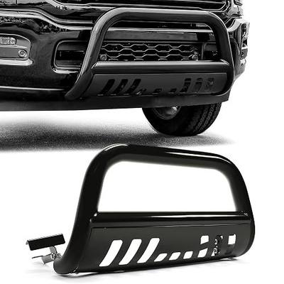 Bull Bar Front Bumper Grille Guard Protector w/Skid Plate Compatible with 2009-2018 Dodge Ram 1500 2019-2025 Dodge Ram 1500 Classic Brush Guard Brush Push Bar Black Steel Light Mount