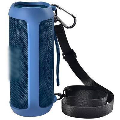 Comecase Silicone Case for JBL FLIP 6 Waterproof Portable Bluetooth Speaker | Shoulder Strap, Carabiner, Travel, Outdoor, for Gel Soft Skin Rubber Cover, Bluetooth Speaker Rubber Sleeve, Case Only, Blue