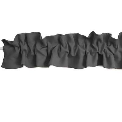 Zen Creative Designs Solid Poplin Sleeve Topper Window Valance Top Bottom Ruffle Home Décor Bedroom Nursery Kitchen Window (58" Wide x 5" Tall, Charcoal)