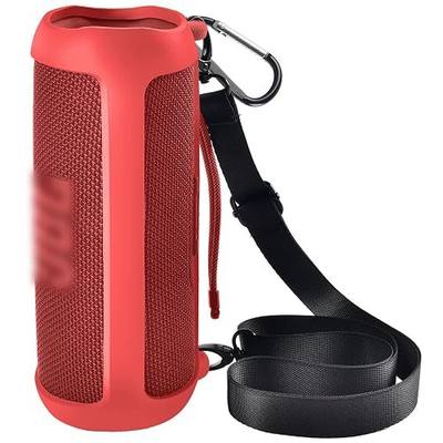 Comecase Silicone Case for JBL FLIP 6 Waterproof Portable Bluetooth Speaker | Shoulder Strap, Carabiner, Travel, Outdoor, for Gel Soft Skin Rubber Cover, Bluetooth Speaker Rubber Sleeve, Case Only, Red