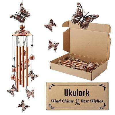 Wind Chimes for Outside, Aluminum Tube Butterflies Wind Chimes Garden Decor | Butterfly Decor for Patio Porch Balcony, Housewarming Birthday Gifts for Women Grandma Sister Mother's Day