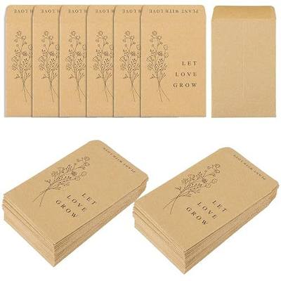 Whaline 200 Pack Wedding Favor Seed Packets Spring Summer Self-Adhesive Let Love Grow Retro Kraft Envelope Rustic Small Flower Seeds Storage Packets for Garden Wedding Party Favors, 3.5 x 2.4 Inch