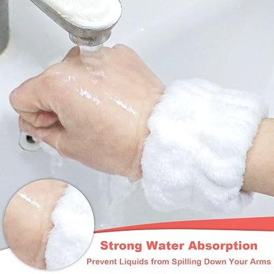 8 Pcs Spa Wrist Washband Microfiber Wrist Wash Towel Band Wristbands for Washing Face Absorbent Wristbands Wrist Sweatband for Women Girls Brown, White