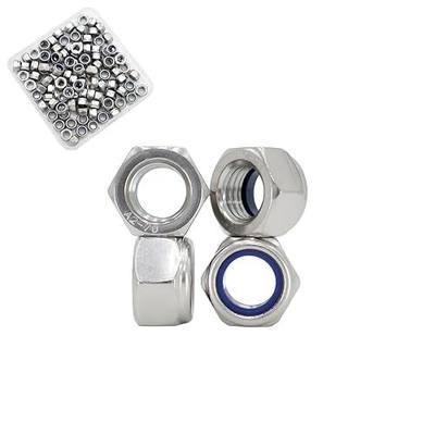 M5x0.8mm Nylon Insert Hex Lock Nuts 100 Pack 304 Stainless Steel DIN985 Self-Locking Nylon Lock Nuts Plain Finish for Industrial Construction Fasteners