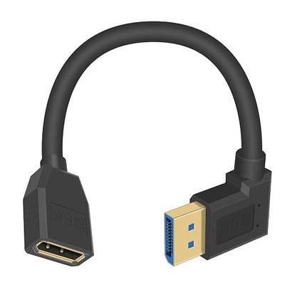 Poyiccot Right Angle Displayport 1.4 Cable, 90 Degree Displayport Extension Cable (8K/60Hz, 4k/144Hz), 32.4Gbps Short Display Port Male to Female DP 1.4 Cable Cord for PC, Laptop, 15cm