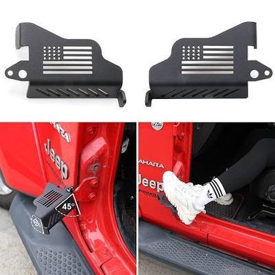 sukemichi Foot Pegs Doors Off for Jeep JK JL JT, Exterior Foot Rest Pedals Door Hinge Foot Peg for 2007-2025 2026 Jeep Wrangler JK JL 4XE 4 Door 2 Door Gladiator JT Accessories, Steel, 1 Pair (Flag)