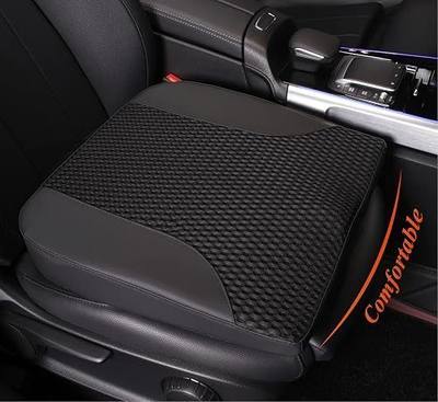 kingphenix Car Seat Cushion – Memory Foam Pad for Driving Comfort – Boosts Height and Relieves Coccyx & Lower Back Pain – Car, Truck, Office Chair (Leather & 4D Mesh Black)
