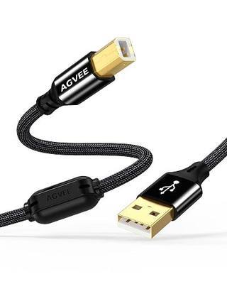 AGVEE 6.6ft USB-A Printer Cable, USBA to B MIDI Cord | Ferrite Core Shielded Stable Data Sync for HP Canon Epson Brother Printer, Piano, Midi Instrument, Audio Interface Recording,