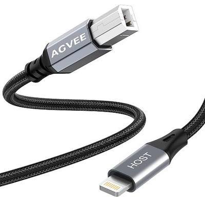 AGVEE 5ft Lightning MIDI Cable, 8 Pin to USB-B Cord | For iPhone iPad iOS Devices to Electronic Music Instrument, Piano, Midi Controller, Midi Keyboard, Audio Interface Recording,