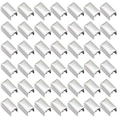 End Fasteners Crimp Silver/Gold Ends Fold Over Crimp Ribbon Caps End Clip End Clamps Cord Rope Clip Leather Key Fob Hardware Jewelry Findings 200pcs 7mm (Silver)