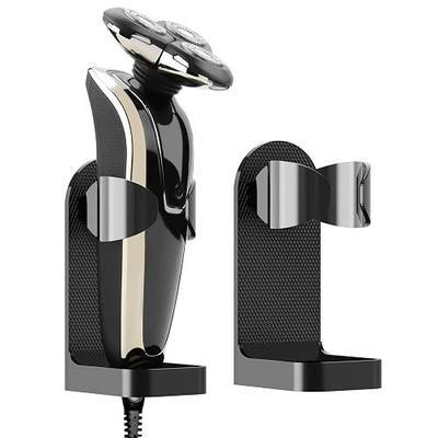 Linkidea 2 Pack Wall Mount Electric Shaver Holder, Self-adhesive Shower Organizer for Philips 7, 9 Series, Bathroom Razor Stand (Black)