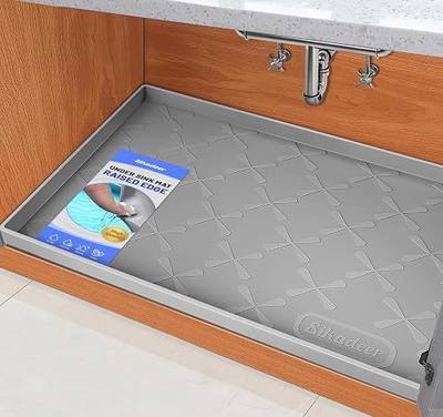 SIKADEER Under Sink Mat Waterproof 34" x 22", Silicone Mat Kitchen Drawer Shelf and Cabinet Liner, Sink Protector for Kitchen Organizers and Storage, Boot Tray Pet Food Mats