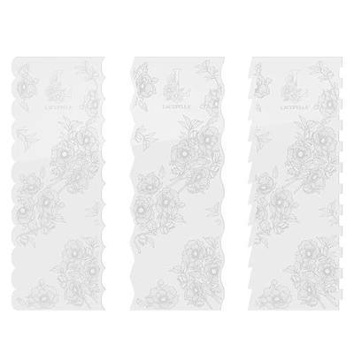 Lacupella Cake Decorating Comb Scraper Shaper For Buttercream Icing and Ganache 12" Tall Set of 3 Patterns (Comb Set A)