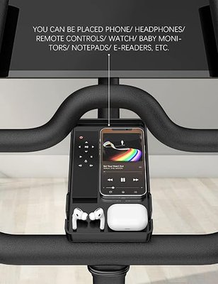 Phone Holder for Peloton Bike & Peloton Bike +, Peloton Bike Accessories, Built-in Anti-Slip Silicone mat Mount Tray, Peloton Phone Holder for iPhone, iPad - Easy Installation