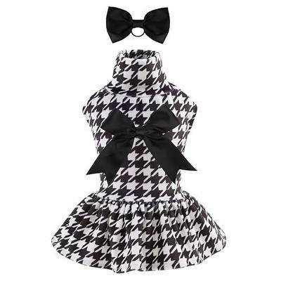 CuteBone Turtleneck Dog Velvet Dress Puppy Skirt Costume Pet Clothes Cat Apparel with Bow Hair Rope for Small Dogs CVD04XXS