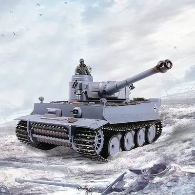 Ferthor Fun Heng Long RC Tank 1:16 Scale 2.4ghz Remote Control German Tiger I Gray Tank Model for Adults(320-Degree Rotating Turret) Main Battle Tanks Military Vehicles Gifts for 14+