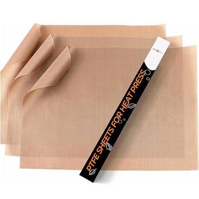 HTVRONT PTFE Sheets for Heat Press - 3 Pack Non Stick PTFE Polytetrafluoroethylene Sheet Reusable 12 x 16" PTFE Coating Paper Heat Resistant PTFE Mat(Brown) | Non-Stick Protection,Heavy-Duty Reusable,protects both garment and platen in one sheet,without warping or tearing