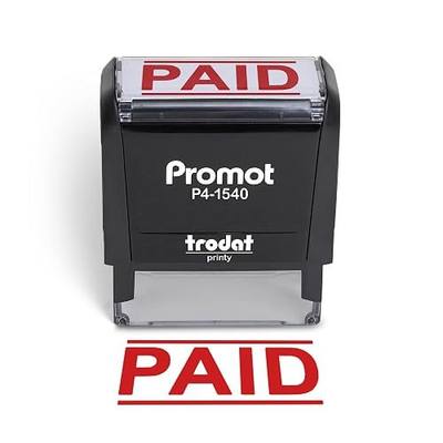 Promot Paid Self Inking Rubber Stamp - Refillable Office Stamp (Red) | Crisp & Consistent Impressions, Fast One-Hand Operation, Refillable Ink System, Durable Construction