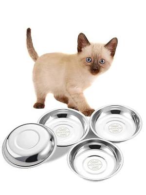 VENTION Stainless Steel Shallow Cat Food Bowl 5 Inch, Mini Whisker Fatigue Cat Food Dish 7.4 Fl.oz, Replacement Basic Kitten Bowls Bulk for Elevated Stand, Dishwasher Safe (Set of 4)