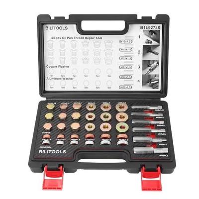 BILITOOLS 84-Piece Oil Drain Plug Repair Kit, M13 M15 M17 M20 M22 | Includes 6 Taps, 18 Sump Plugs, 30 Copper and 30 Aluminum Washers for Passenger Cars and Light Trucks