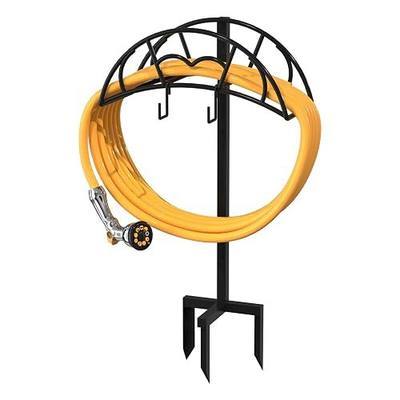 VyGrow Garden Hose Holder Freestanding, Heavy Duty Metal Water Holders for Outside, Detachable Storage Stand Rack, Black