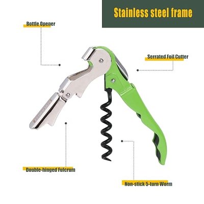 Waiters Corkscrew, Wine Bottle Opener, Wine Key, Multi-Functional All-in-1(Multi-Color, Pack of 4)