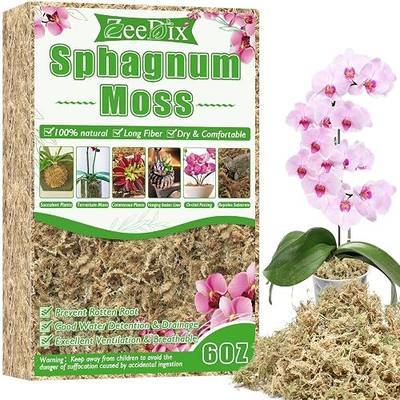 ZeeDix 6 oz Sphagnum Moss for Plants Indoor, Long Fiber Natural Orchid Moss for Repotting Carnivorous Plants, Succulents, Monstera, Flower & Reptile Terrariums Habitats (Expands to 8 qt)