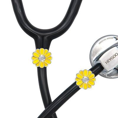 2 Pack Sunflower Bling Stethoscope Charms, Unique Stethoscope Id Name Tag for Doctor Nurse Christmas Gift