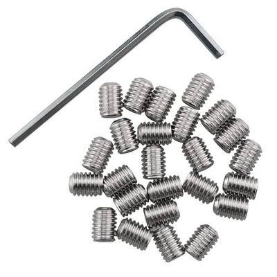 Socket Set Screws DGBRSM 25pcs 10#-32 x 1/4" Stainless Steel Allen Head Hex Hexagon Socket Set Screws Cup Point with Hex Key Wrench(Dia.4.6mm, Length 6.3mm)