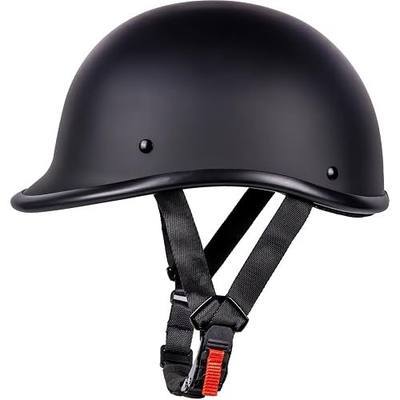Yesmotor Motorcycle Helmet Half Shell Hawk Style Helmets Compact Lightweight Open Face for Motorcycle Street Bike Cruiser Moped - DOT Approved (Matte Black,XL)