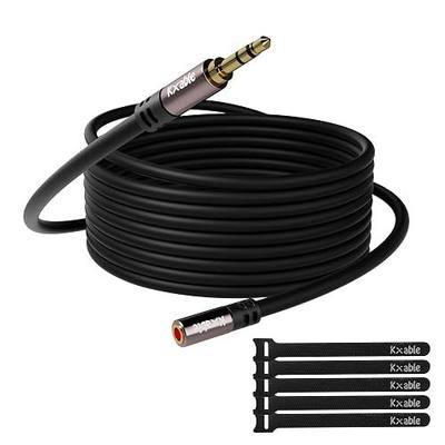 3.5mm Extension Cable 50 Feet, Long Male to Female Auxiliary Audio Stereo Cable, Headphone Extension Cord, Hi-Fi Sound, Gold Plated Connectors, OFC Core, Black Cable (with 5 pcs Cable Ties) -50ft