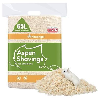 Niteangel Aspen Shaving Hamster Beddings for Syrian Dwarf Hamster Gerbil Mice Degu Rat Rabbit Bunny Guinea Pig Chinchilla Hedgehog or Other Small Pets (65L - Mini) | Respiratory-Friendly & Encourage Digging Instinct - DIY Tunnel System for Syrian Dwarf Hamster Gerbil Mice Rat or Small Pets