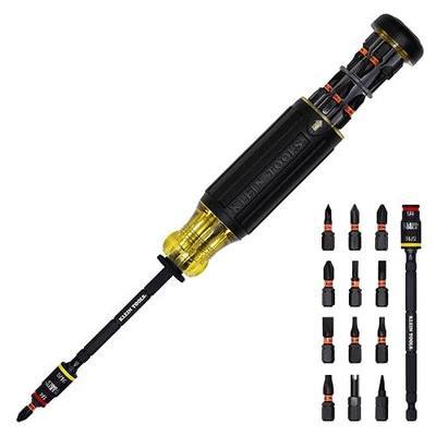 Klein Tools 32304 Screwdriver, 14-in-1 Adjustable Screwdriver with Flip Socket, HVAC Nut Drivers and Bits, Impact Rated