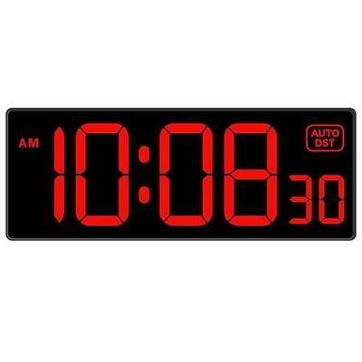 Soobest LED Digital Wall Clock with Seconds | Large Digital Clock Bold Numbers for Seniors, Plug Electric Clock Dimmable Large Display, Auto DST, Gym, 10 Inches