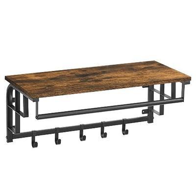 VASAGLE Wall-Mounted Coat Rack with Hanging Rod, Storage Shelf