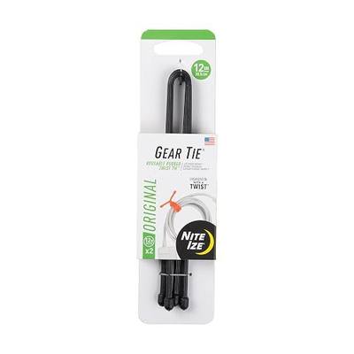 Nite IZE GT12-01-2R3 Original Gear, Reusable Rubber, 12 Inch, Black, 2-Pack, Made in The USA Twist Tie, 2 Count (Pack of 1)