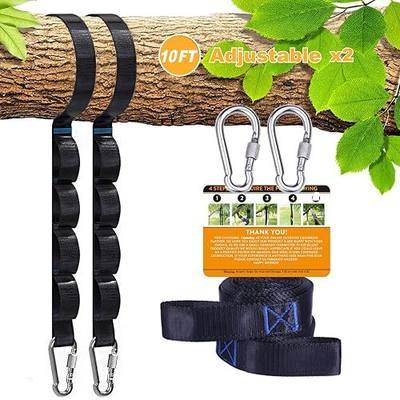 Tree Swing Straps Hanging Kit,5ft Extra Long Straps Strap with Safer Lock Snap Carabiner Hooks Perfect for Tree Swing and Hammocks, Perfect for Swings,Carry Pouch Easy Installation(10ft) Black