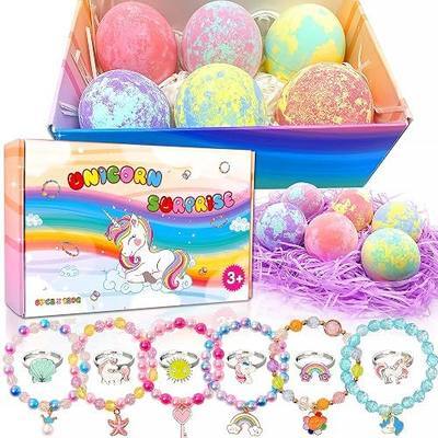 Unicorn Bath Bombs for Kids with Surprise Inside 3 4 5 6 7 8+ Year Old Girl Birthday Gifts for Kids Girls, Kids Bath Bombs with Toys Inside Birthday Gifts Unicorn Gifts for Kids Girls
