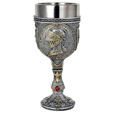 alikiki Medieval Knight Wine Goblet - Renaissance Royal Warrior Chalice | 7oz Stainless Steel Drinking Cup for Middle Ages War Decor Party Birthday Father Day Gift Men Boy